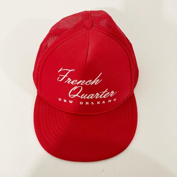 Nissin Other - Vintage French Quarter Trucker Snap Back Mesh Hat Red Cord Nissin Cap